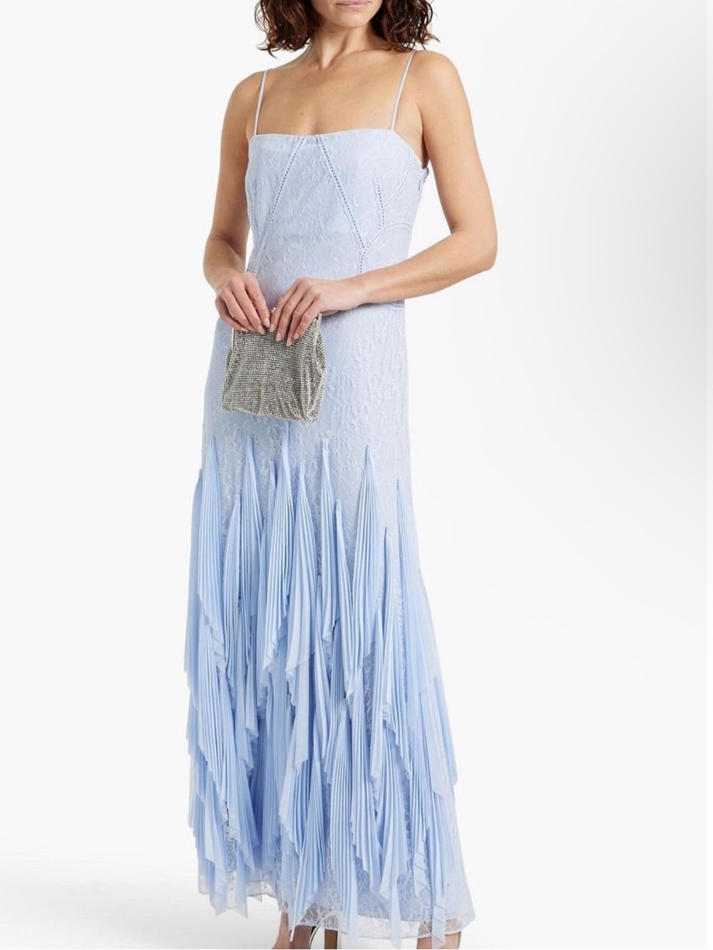Simkai Gertrude Pleated Chiffon and Lace Gown - Picture 1 of 10
